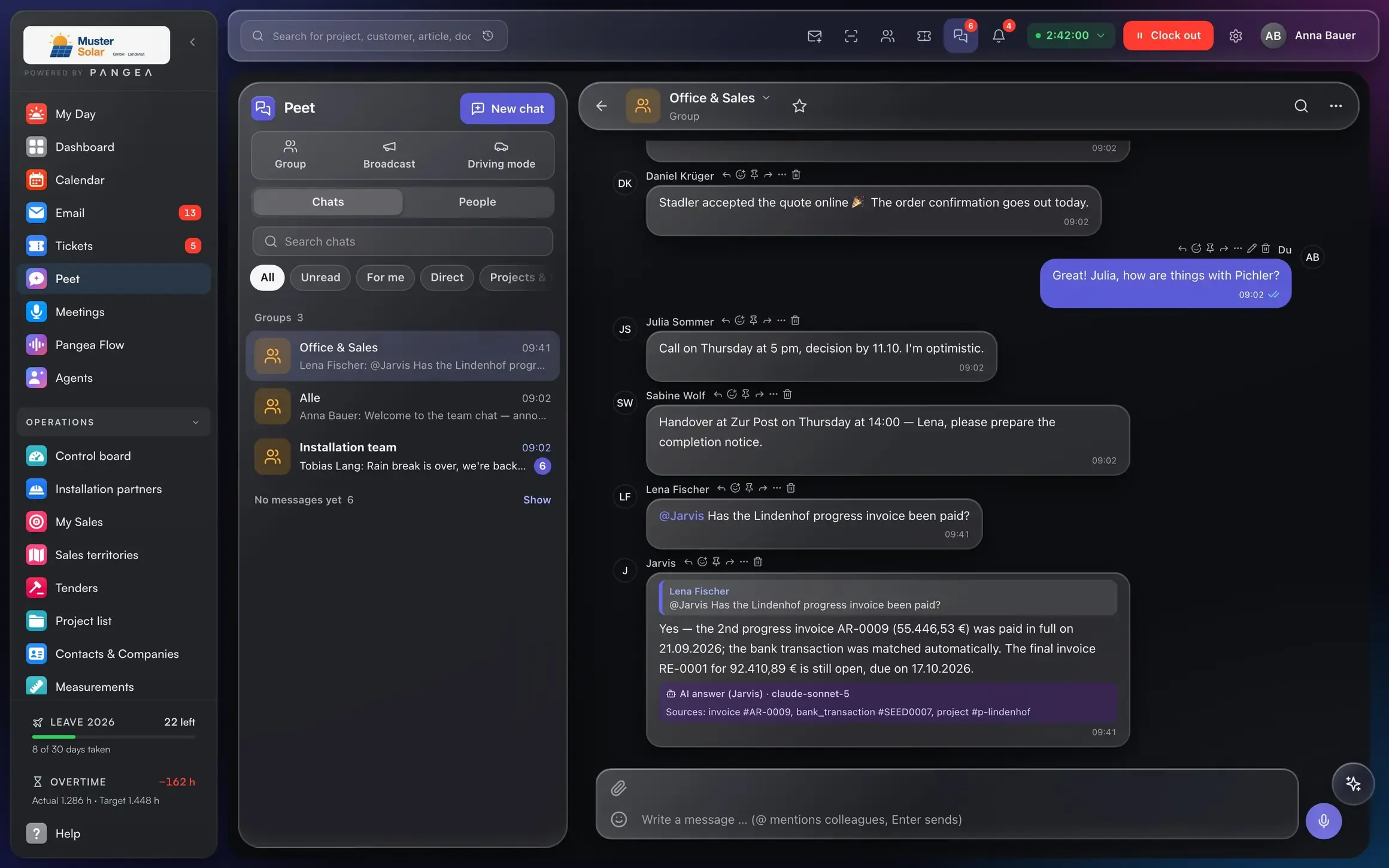 Chat on the project in Pangea