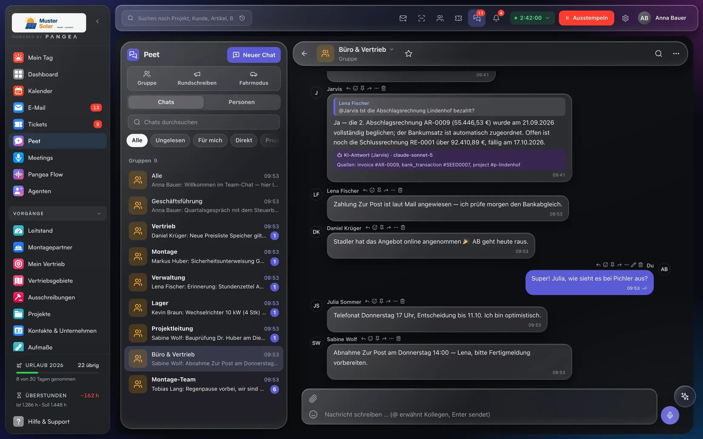 Chat am Projekt in Pangea